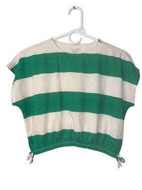 Epic  Threads Girls Green and White Striped Drawstring Top(Size M 10/12)